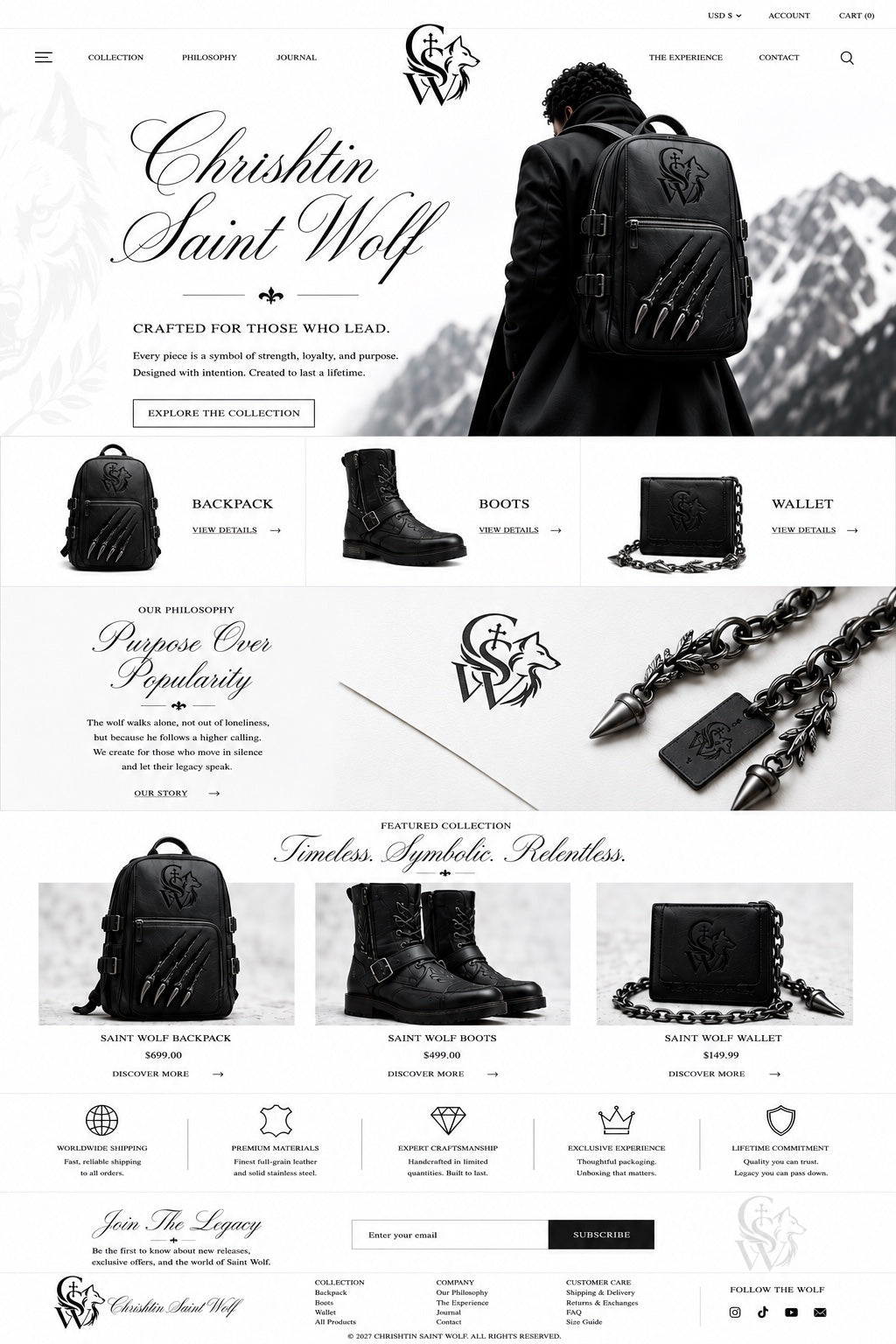Chrishtin Saint Wolf homepage design reference